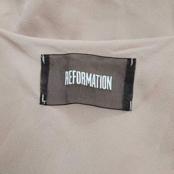 Reformation‎ Ferrara Maxi Dress Sz 14 Champagne Ruffle Cold Shoulder Bridesmaid - Picture 6 of 14